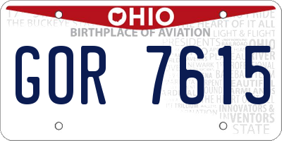 OH license plate GOR7615