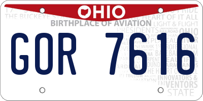 OH license plate GOR7616