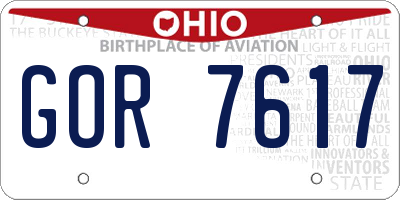 OH license plate GOR7617