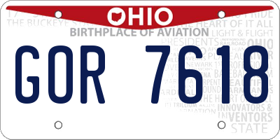 OH license plate GOR7618