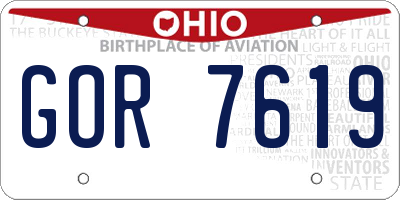 OH license plate GOR7619