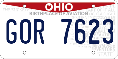OH license plate GOR7623