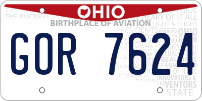 OH license plate GOR7624