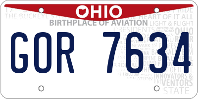 OH license plate GOR7634