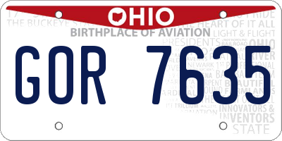 OH license plate GOR7635