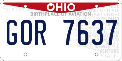 OH license plate GOR7637