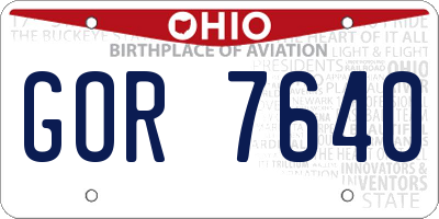 OH license plate GOR7640
