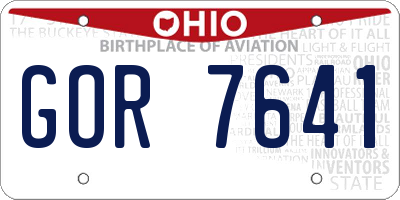 OH license plate GOR7641