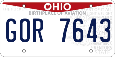OH license plate GOR7643