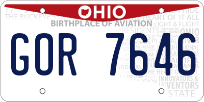 OH license plate GOR7646