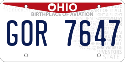 OH license plate GOR7647