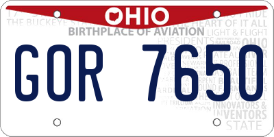 OH license plate GOR7650