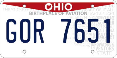 OH license plate GOR7651
