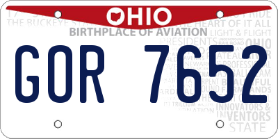 OH license plate GOR7652