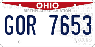 OH license plate GOR7653