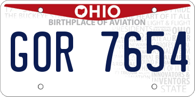 OH license plate GOR7654