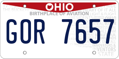 OH license plate GOR7657