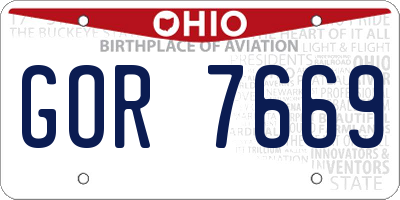 OH license plate GOR7669