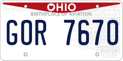 OH license plate GOR7670