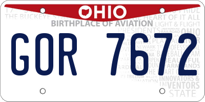 OH license plate GOR7672