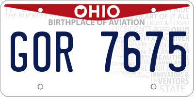 OH license plate GOR7675