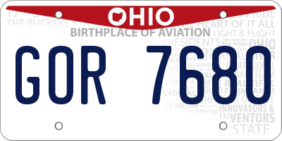 OH license plate GOR7680