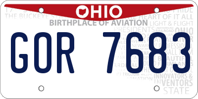 OH license plate GOR7683