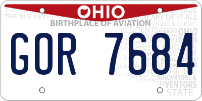 OH license plate GOR7684