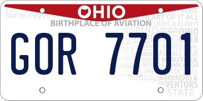 OH license plate GOR7701