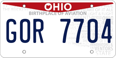 OH license plate GOR7704