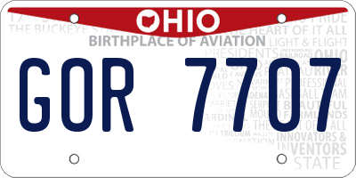 OH license plate GOR7707