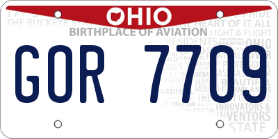 OH license plate GOR7709