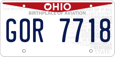 OH license plate GOR7718