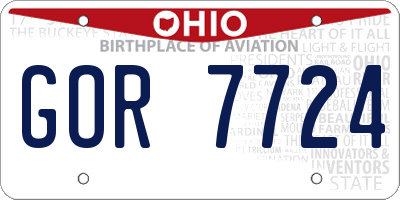 OH license plate GOR7724