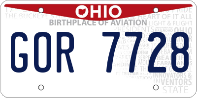 OH license plate GOR7728