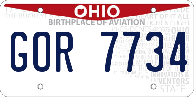OH license plate GOR7734