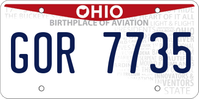 OH license plate GOR7735