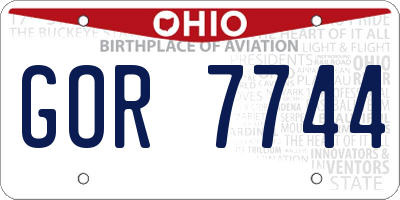 OH license plate GOR7744