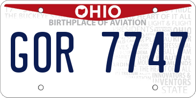 OH license plate GOR7747