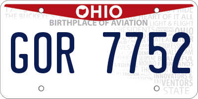 OH license plate GOR7752