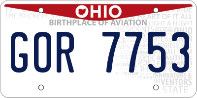 OH license plate GOR7753