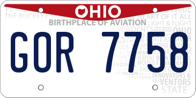 OH license plate GOR7758