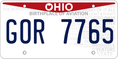OH license plate GOR7765