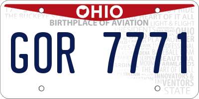 OH license plate GOR7771