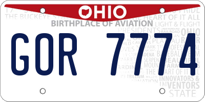 OH license plate GOR7774