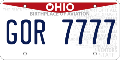 OH license plate GOR7777