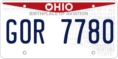 OH license plate GOR7780