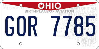 OH license plate GOR7785