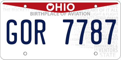 OH license plate GOR7787