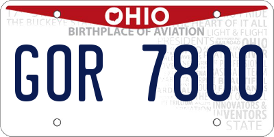OH license plate GOR7800